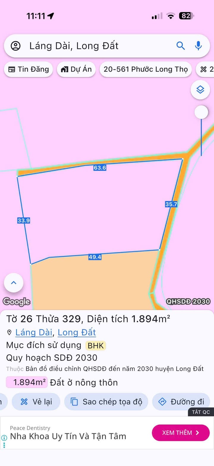 Đất nền Láng Dài, Đất Đỏ 1894m² giá 6.5 tỷ - Đầu tư sinh lời hấp dẫn!