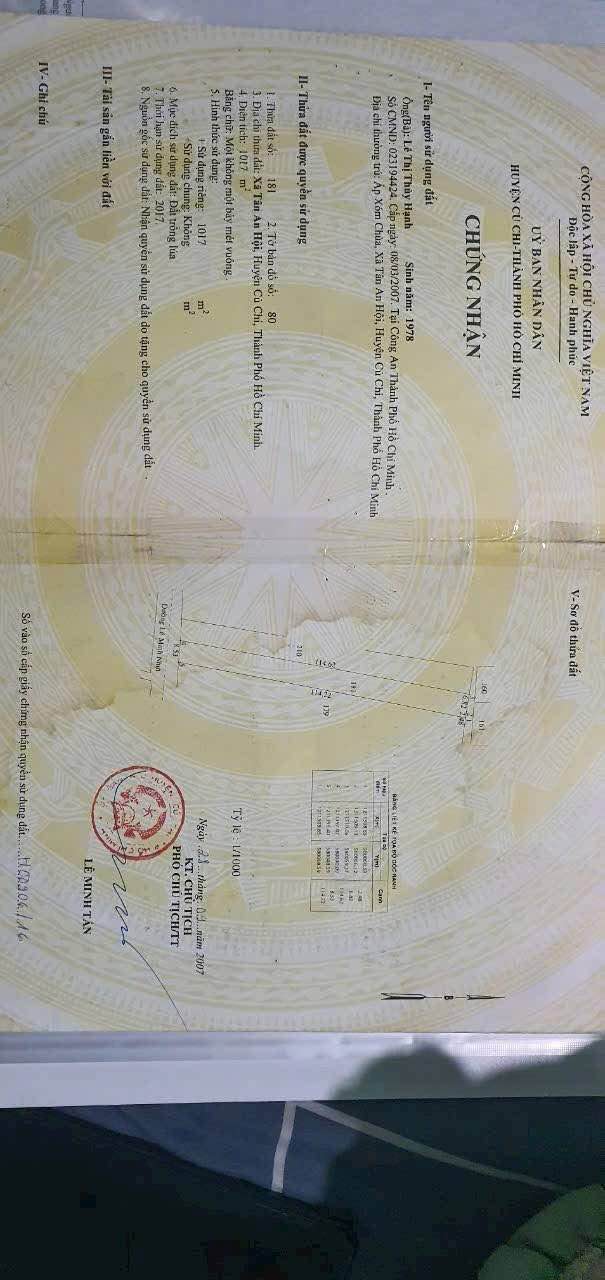 Đất mặt tiền đường Lê Minh Nhật, xã Tân An Hội, Củ Chi 1017m² - Giá thỏa thuận cực tốt!