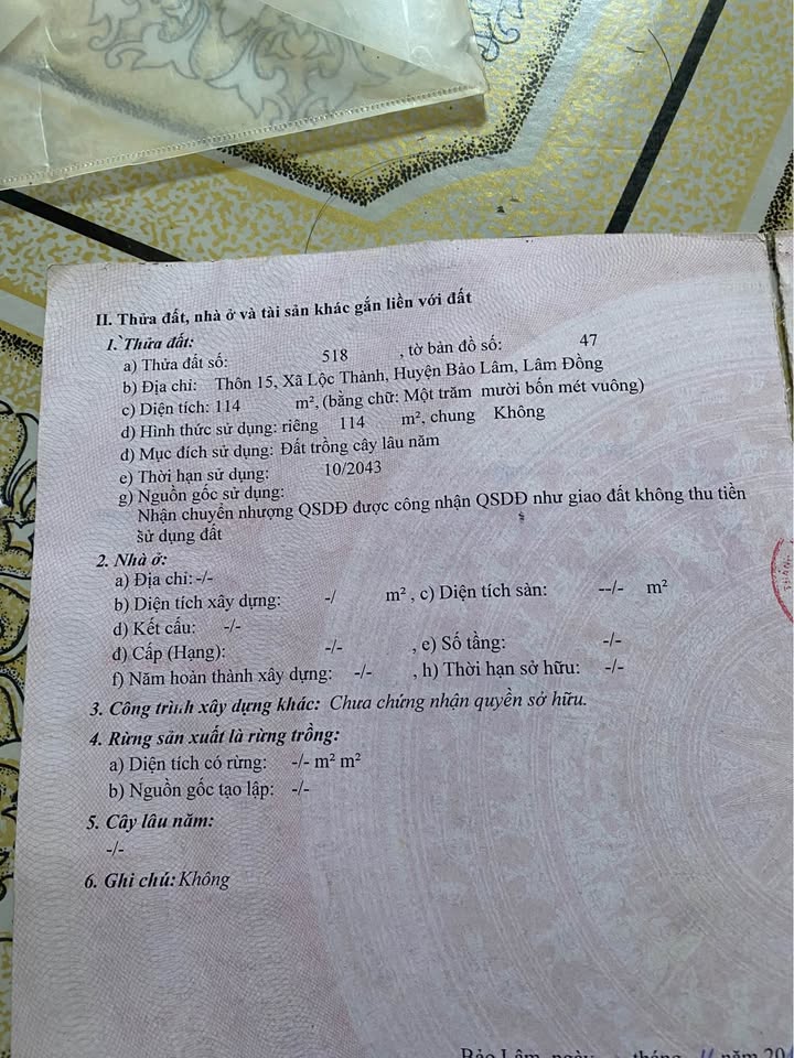 Đất thổ cư thôn 15 Lộc Thành 114m² - Gần trường học, chợ thuận tiện!