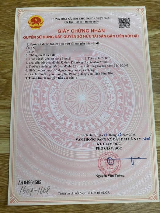 Đất nền 79m² Phường Đồng Văn giá 950 triệu - Đầu tư sinh lời ngay!