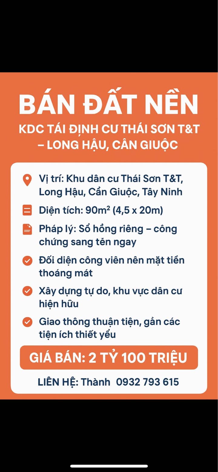 Đất nền KDC Thái Sơn T&T 90m² giá 2.1 tỷ - Gần công viên thoáng mát!