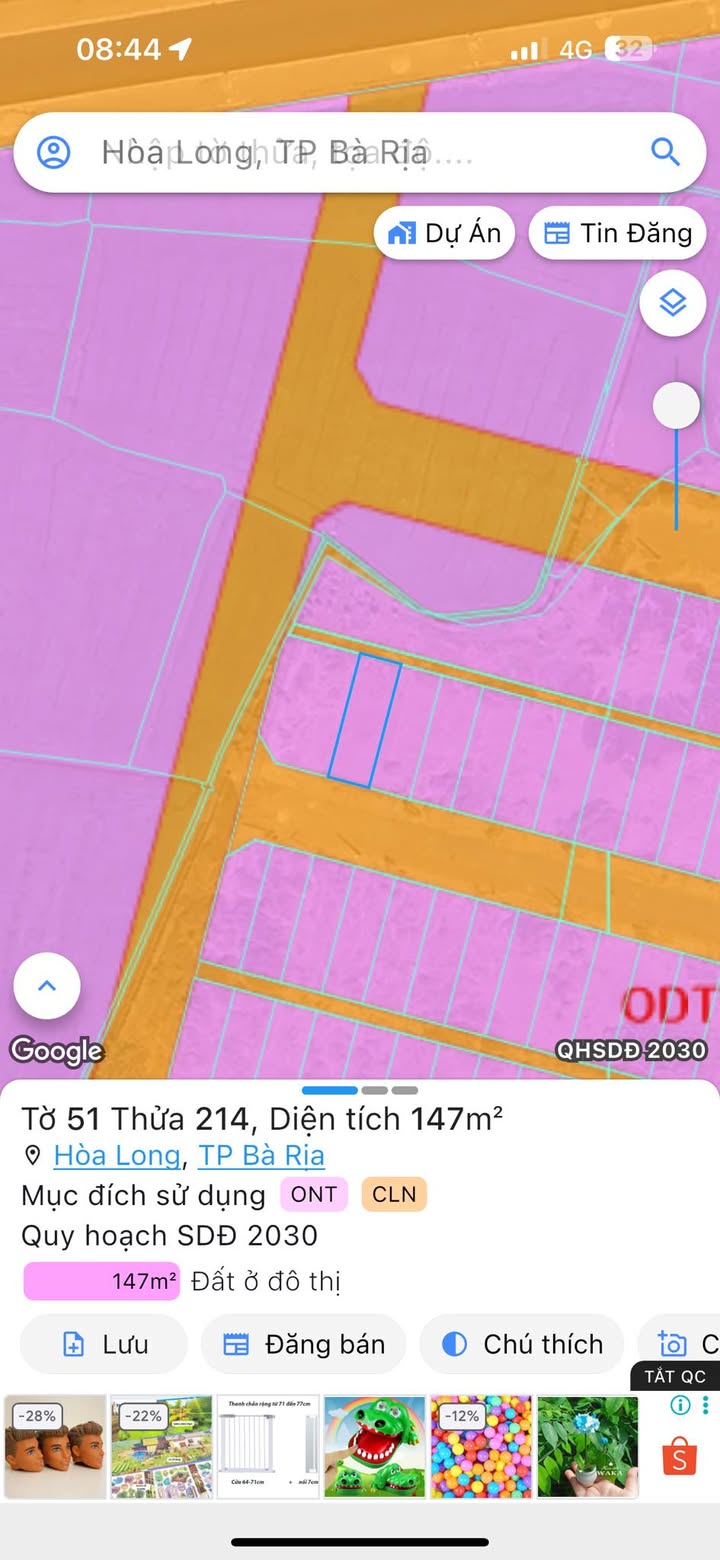 Đất chính chủ đường Lan Anh 2, xã Hoà Long, 147m² giá 1.4 tỷ - Cơ hội đầu tư hấp dẫn!