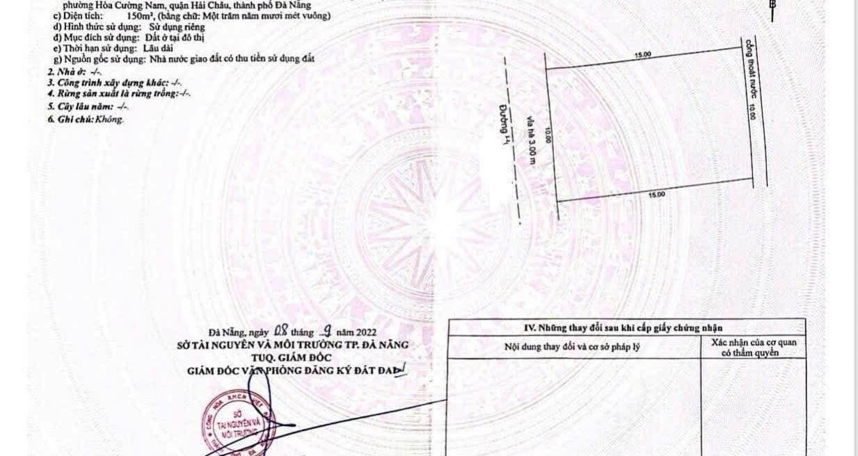 Lô đất mặt tiền đường Hưng Hoá 4, Hải Châu, Đà Nẵng - Diện tích 150m², giá 15.5 tỷ - Đầu tư sinh lời!