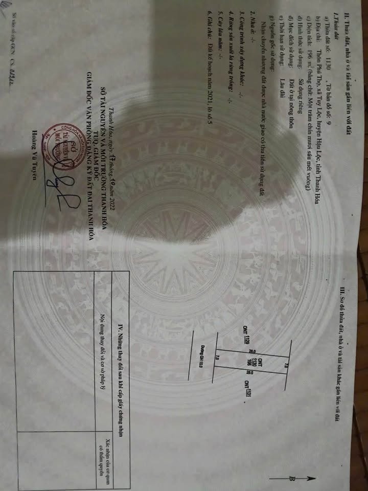 Đất thổ cư Đồng Thành, Hậu Lộc 196m² giá 900 triệu - Đầu tư sinh lời ngay!