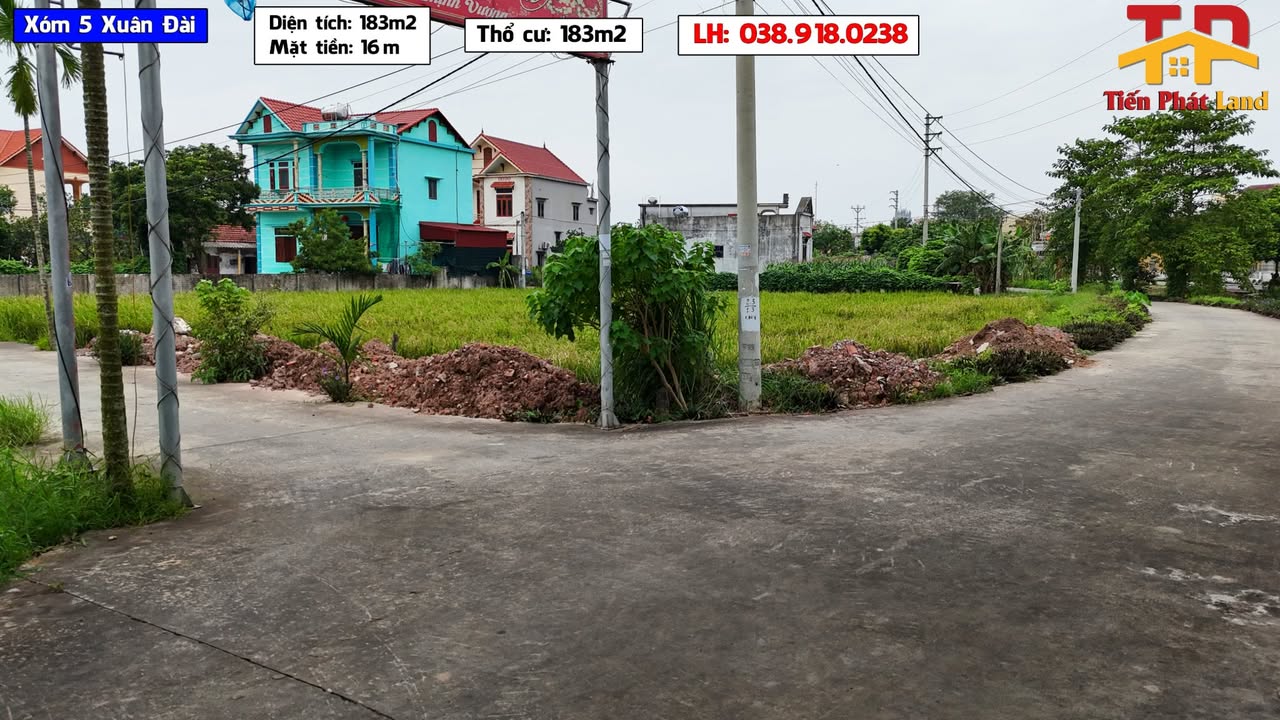 Đất nền xã Xuân Đài 183m² giá thỏa thuận - Mặt tiền rộng, ô tô vào tận nơi!