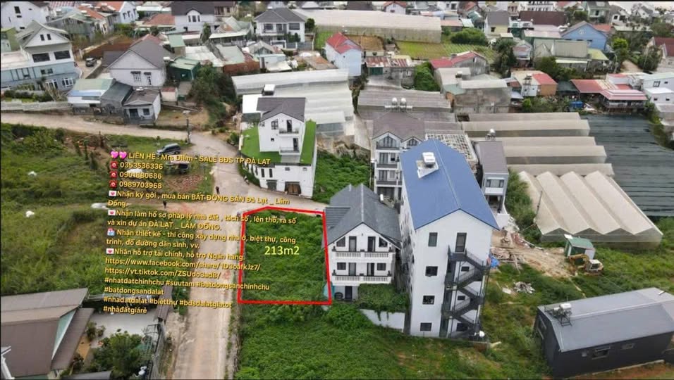 Bán lô đất villa 2 mặt tiền Phường 8, Đà Lạt 213m² - Đầu tư sinh lời ngay!