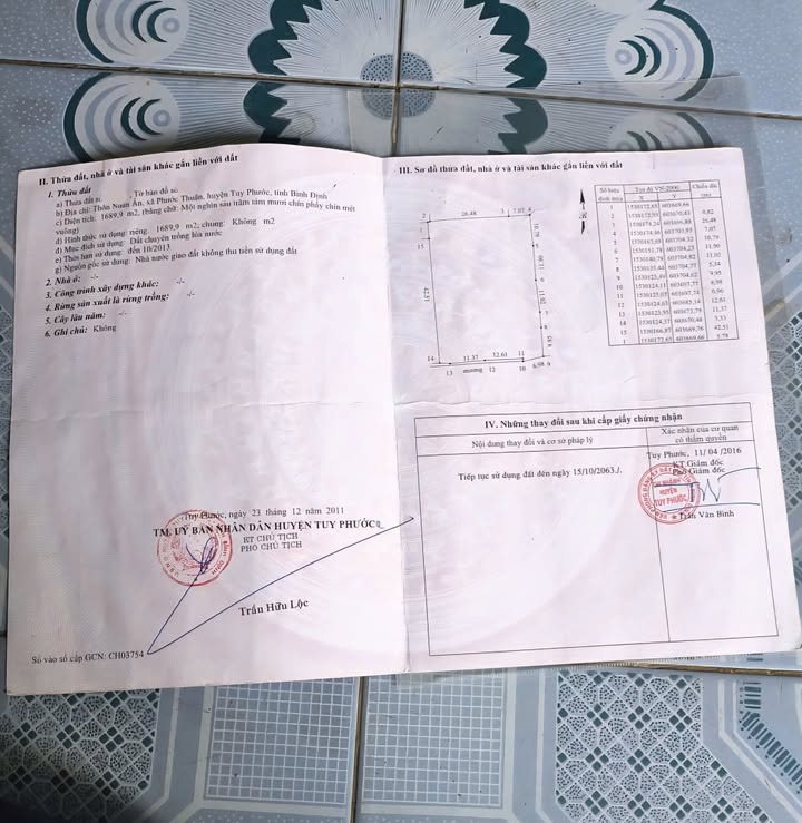 Đất nền khu phố Nhân Ân, Phước Thuận 1689m² giá 185.58 triệu - Cơ hội đầu tư tuyệt vời!