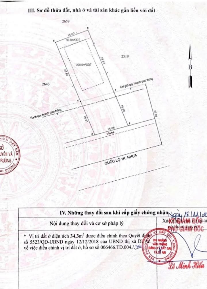 Đất thổ cư mặt tiền Quốc lộ 1K Dĩ An 655m² giá 35 tỷ - Kinh doanh thuận lợi!