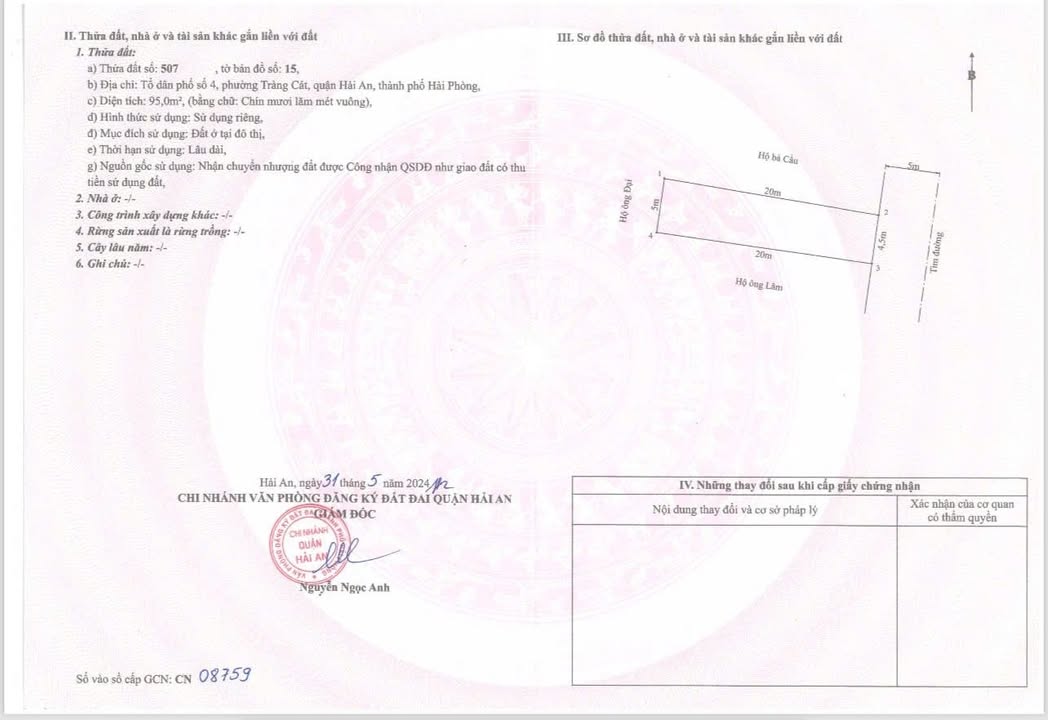 Đất mặt đường Thành Tô Tràng Cát Hải An 95m² chỉ 3.9 tỷ - Đầu tư sinh lời ngay!