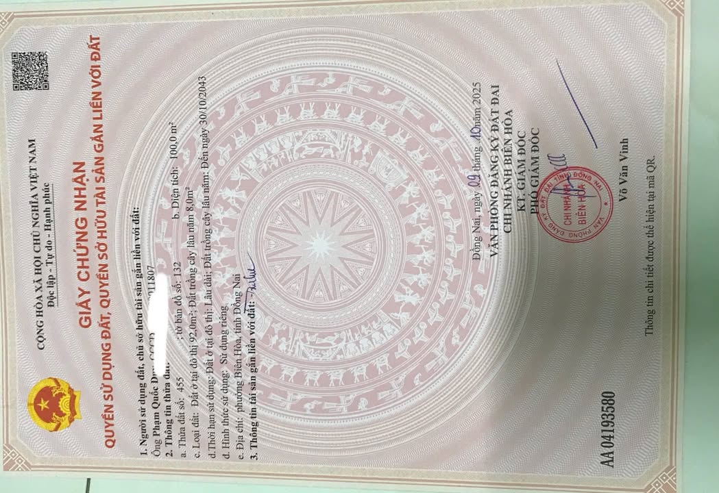 Đất nền Tân Vạn, Biên Hòa 92m² giá 1.75 tỷ - Đường thông xe 7 chỗ