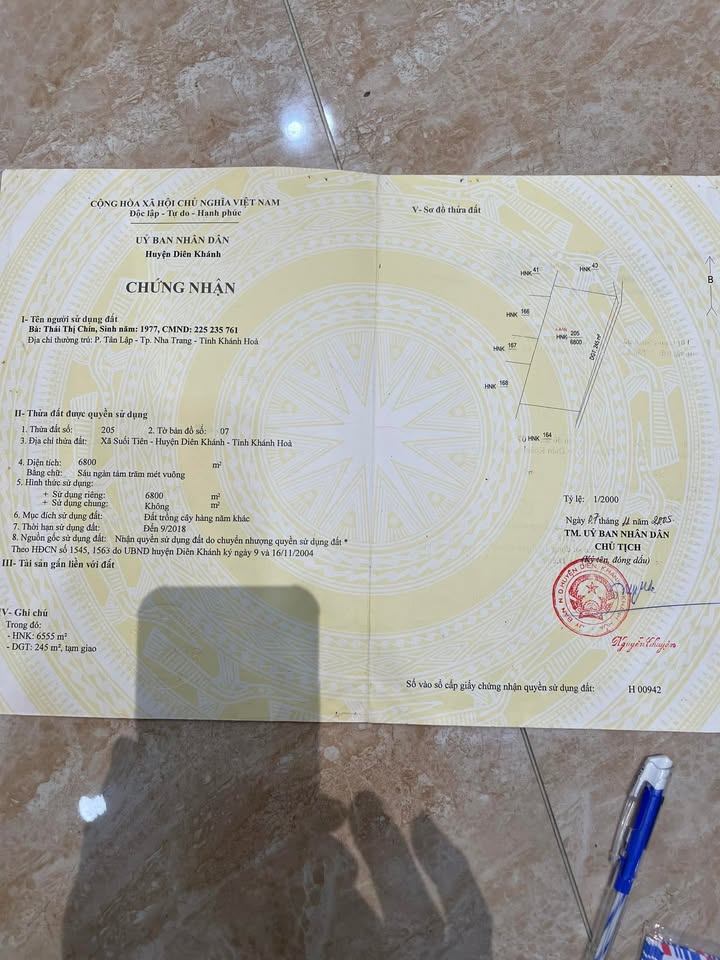 Bán lô đất đẹp tại xã Suối Tiên, Diên Khánh - 6,800m² chỉ 1 tỷ VND