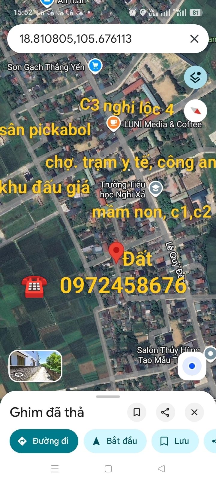 Đất nền Nghi Xá 238m² giá 1.6 tỷ - Tiện ích xung quanh đầy đủ