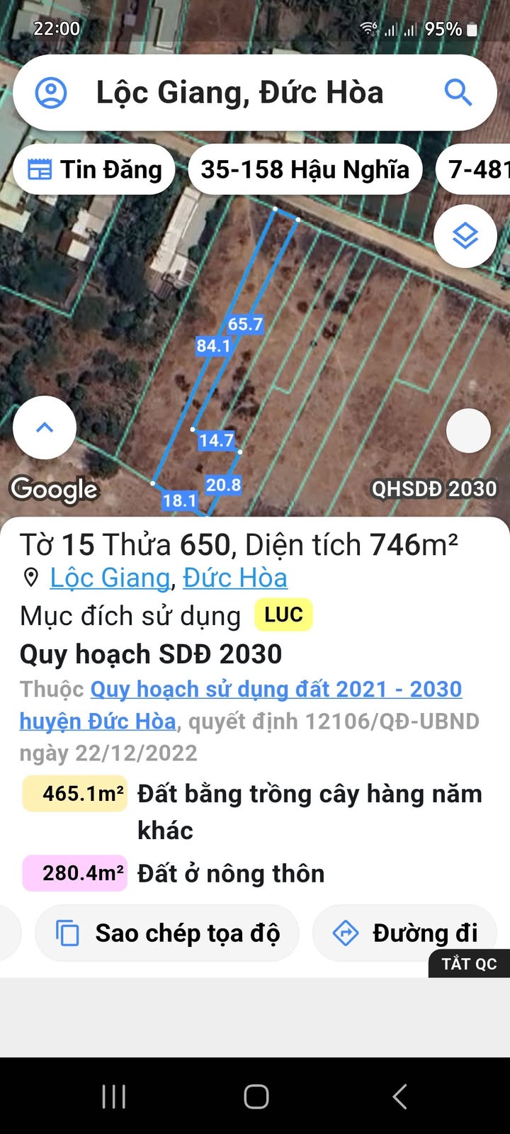 Đất nền Lộc Giang, Đức Hòa 6426m² giá 700 triệu - Đất sạch đẹp, dân cư đông đúc!