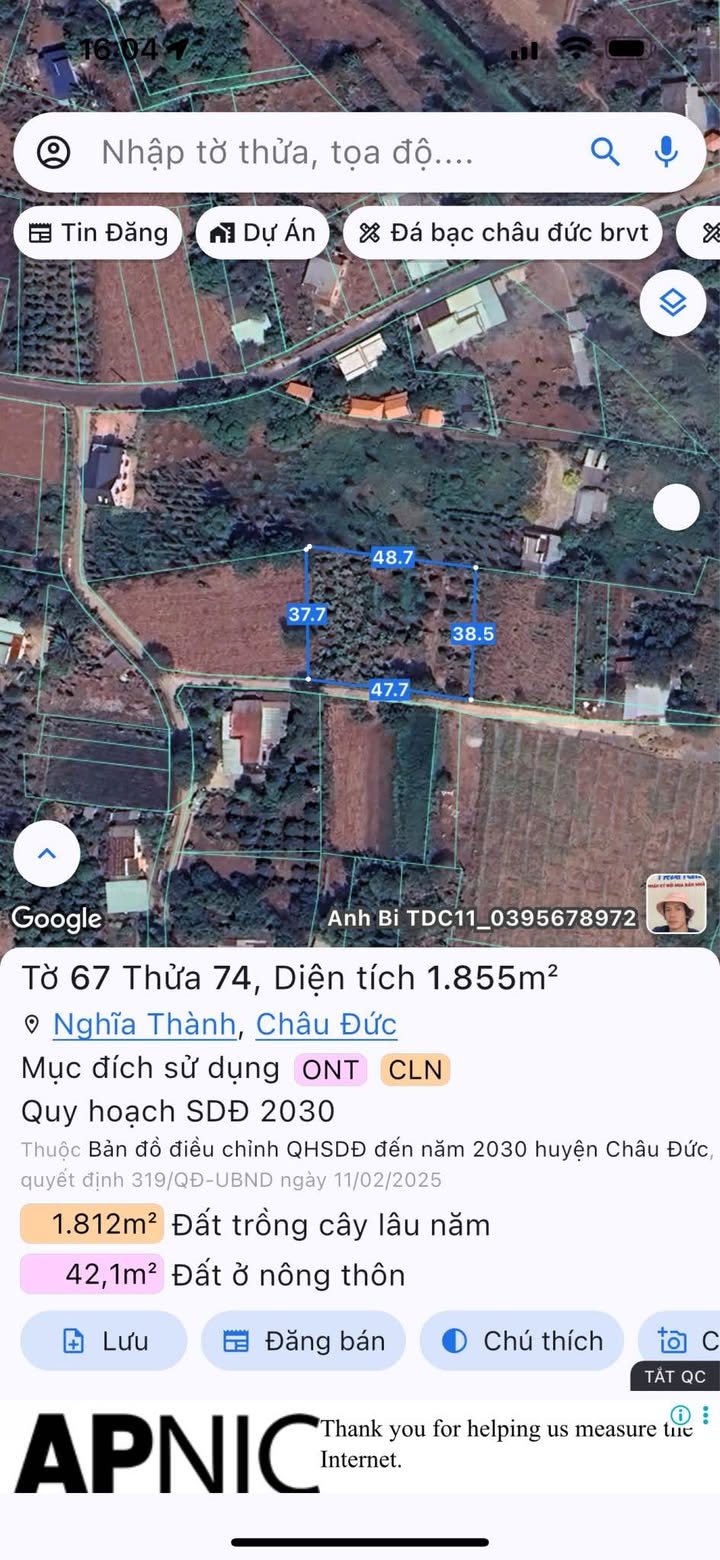 Đất nền Nghĩa Thành, Châu Đức 7636m² giá 3.4 tỷ - Sổ hồng chính chủ, thu hoạch ngay!