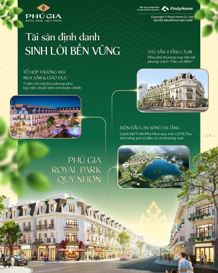 Shophouse Phú Gia Royal Park Quy Nhơn 70m² giá 5.4 tỷ - Đầu tư sinh lời bền vững!