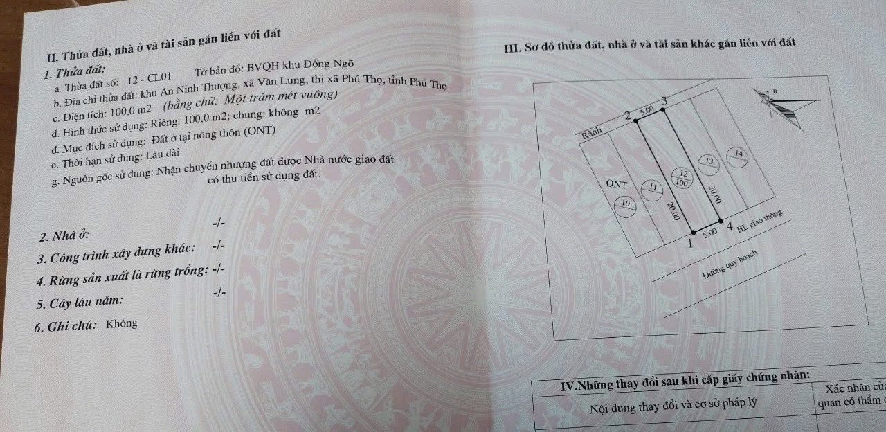 Đất nền Văn Lung, Phú Thọ 100m² giá 1.2 tỷ - Cơ hội đầu tư hấp dẫn!