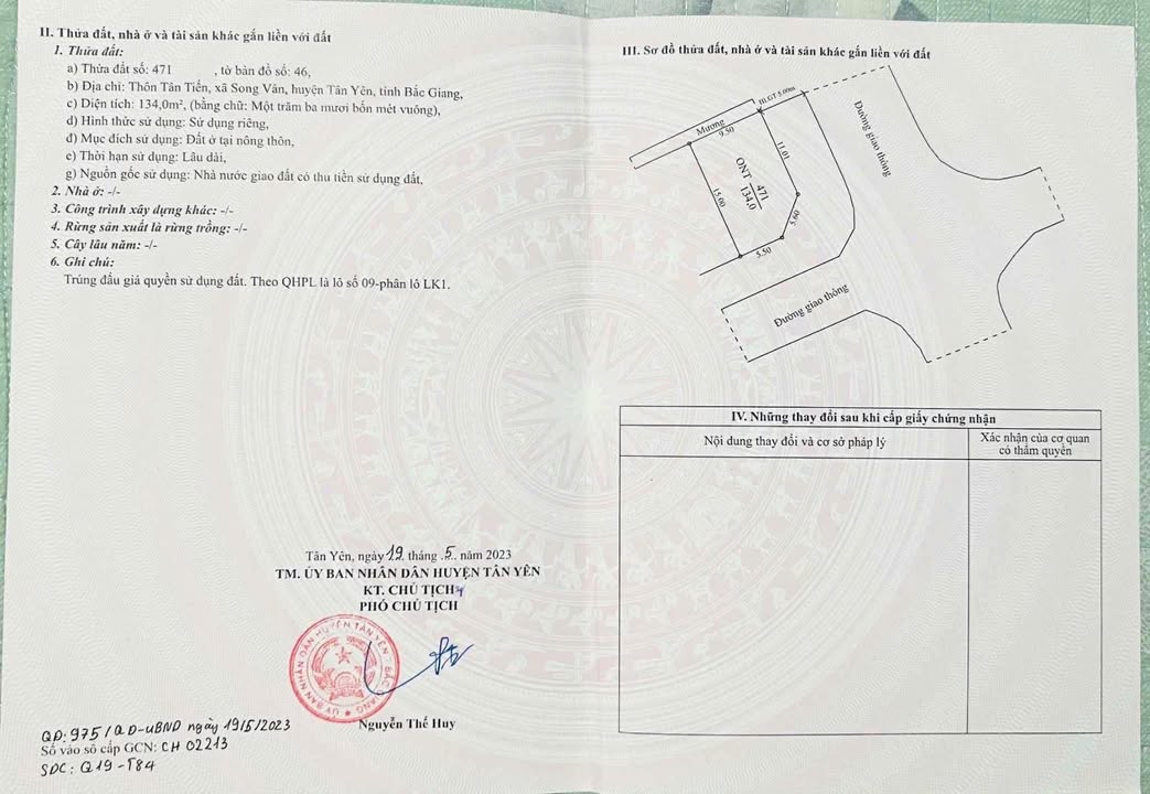 Đất nền thổ cư Tân Tiến, Tân Yên 134m² - Lô góc 2 mặt tiền, đầu tư sinh lời!