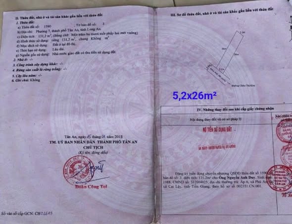 Đất nền hẻm 646 phường 7 Tân An 135.2m² giá 1.28 tỷ - Vị trí đắc địa gần chợ và trường học!