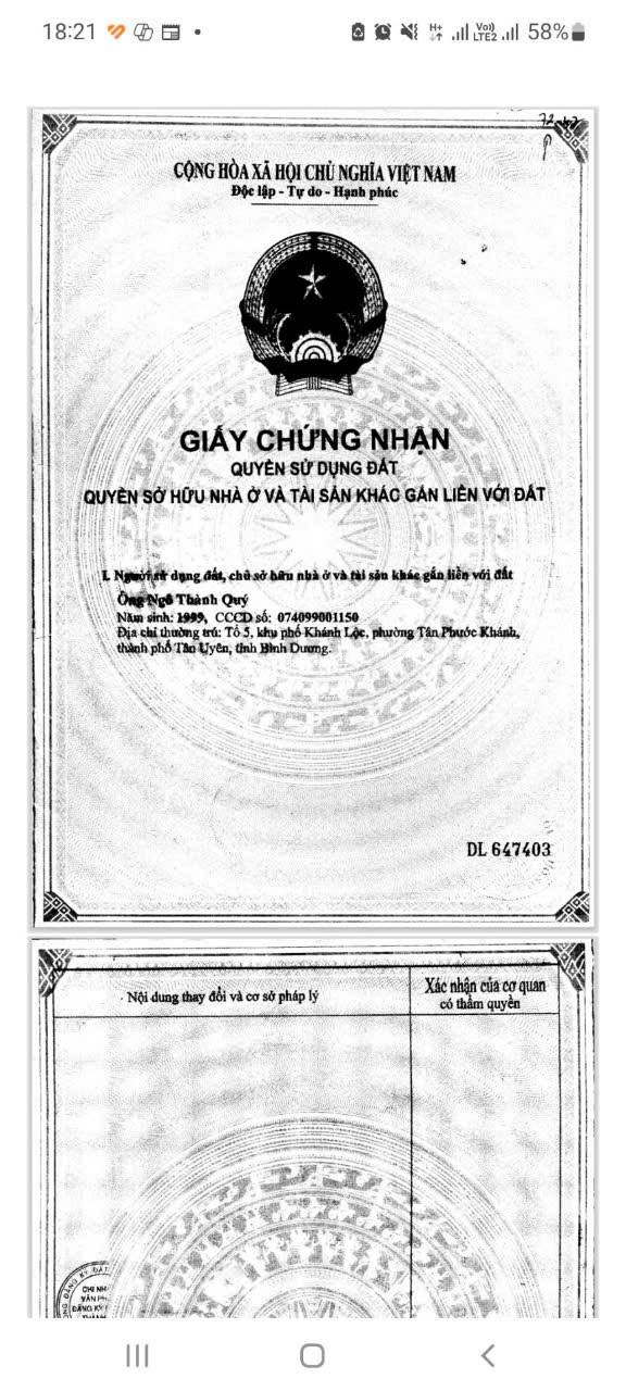 Đất thổ cư 100m² phường Khánh Bình, TP Tân Uyên - Giá chỉ 2.38 tỷ