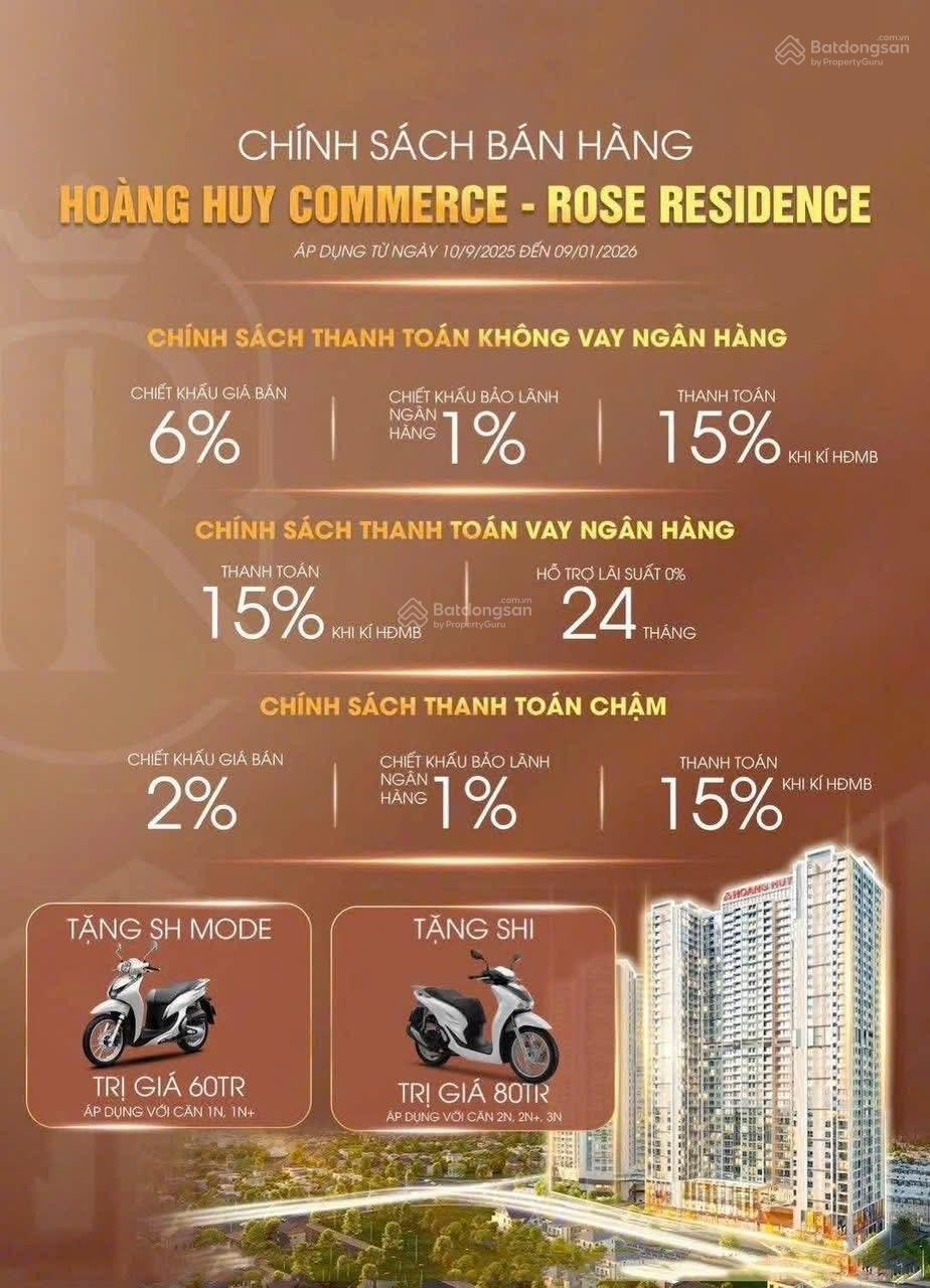 Căn hộ Rose Residence Lê Chân 44m² giá 1.848 tỷ - Tiêu chuẩn Luxury, đầu tư bền vững!
