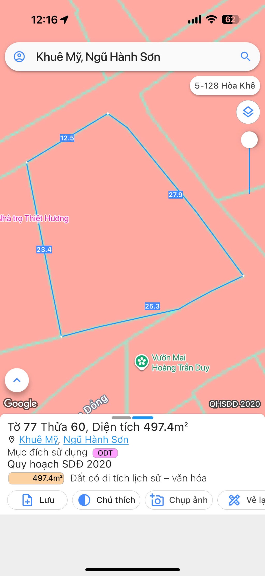 Đất Ngũ Hành Sơn Đà Nẵng 483m² giá 31.5 tỷ - Đầu tư sinh lời lâu dài!