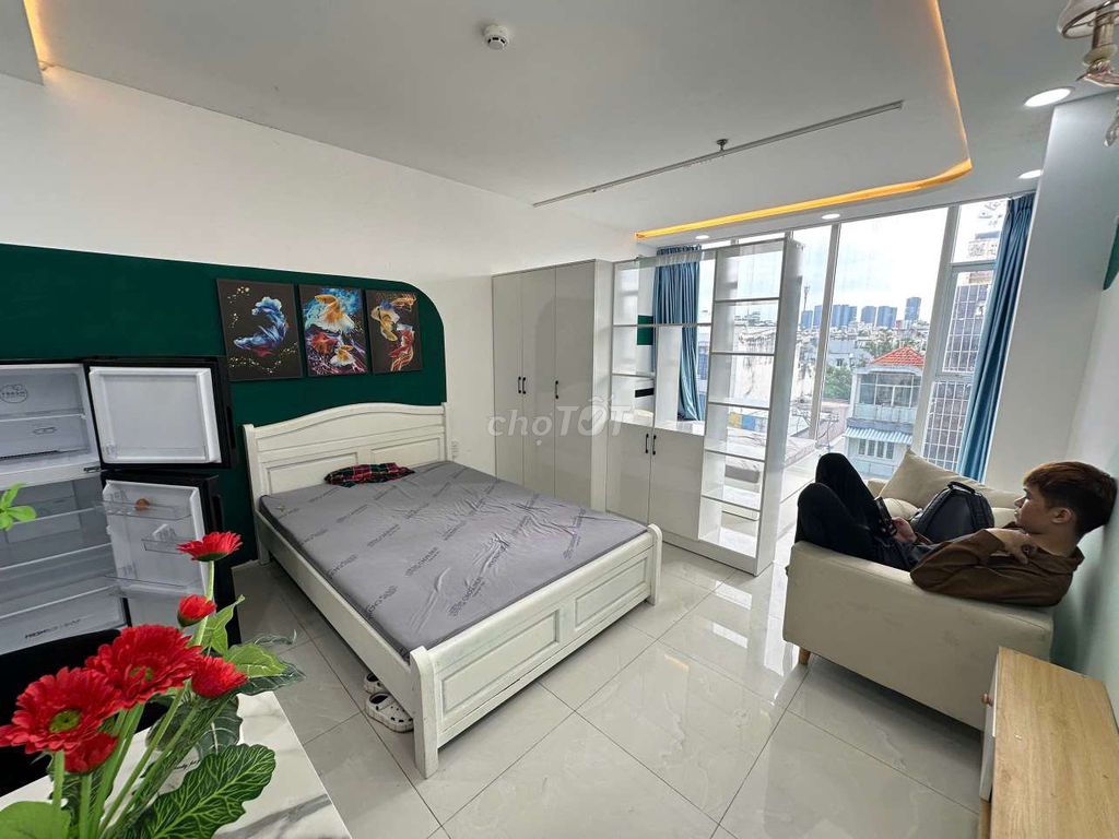 Căn hộ 1PN cho thuê tại Bình Thạnh 40m² giá 8 triệu - Hồ bơi trên sân thượng