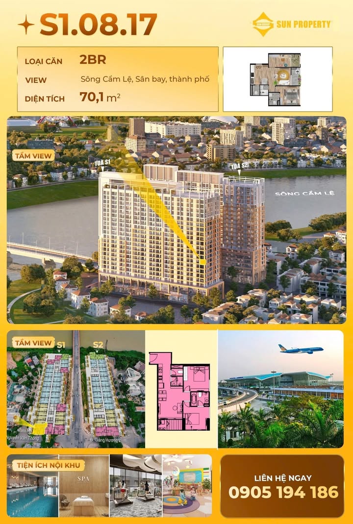 Căn hộ chung cư Spana Đà Nẵng 70m² giá 4.47 tỷ - Chính chủ bán gấp!