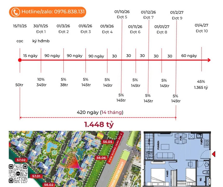 Căn hộ Vinhomes Grand Park quận 9, 46m² giá 400 triệu - Đầu tư sinh lời hấp dẫn!
