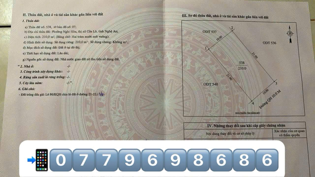Đất nền Cửa Lò 210m² giá 4.7 tỷ - Đầu tư sinh lời ngay!