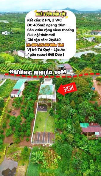 Nhà vườn đẹp tại Lộc An, Bảo Lộc 435m² giá chỉ 2 tỷ - Không thể bỏ lỡ!