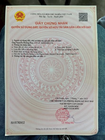 Đất thổ cư Mỹ Lộc 89m² giá 600 triệu - Không quy hoạch, chính chủ thương lượng!