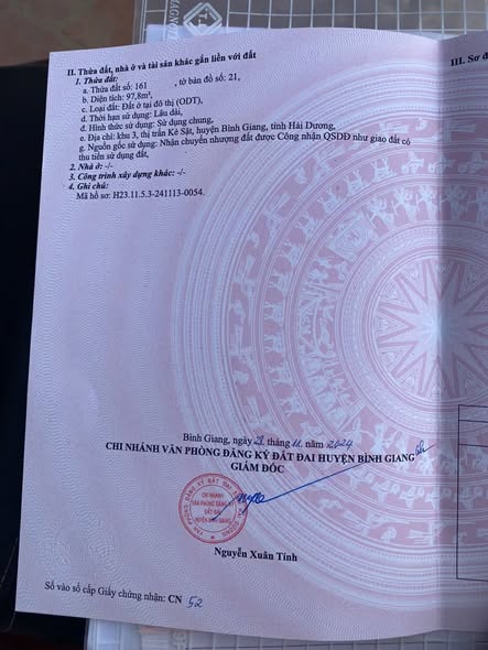 Đất nền góc 3 mặt tiền tại Thị Trấn Kẻ Sặt, 100m² giá 2 tỷ - Cơ hội đầu tư tuyệt vời!