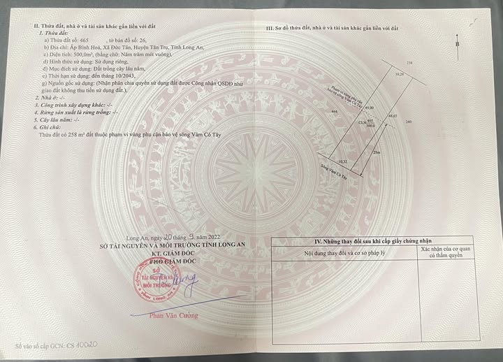 Lô đất 500m² tại Đức Tân, Tân Trụ chỉ 1.5 tỷ - Đối diện sông Vàm Cỏ Tây!