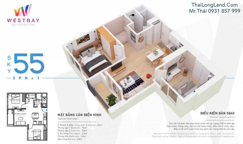 Căn hộ Wessbay Xuân Quan 55m² giá 3.1 tỷ - Sẵn sàng vào ở ngay!