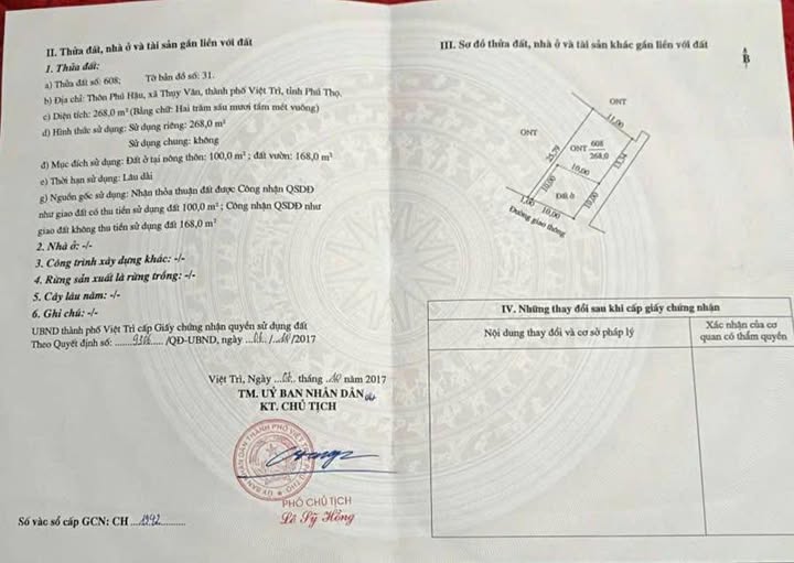 Đất Thụy Vân, Việt Trì 268m² giá 22 triệu - Sổ đỏ chính chủ, ô tô vào tận nơi!