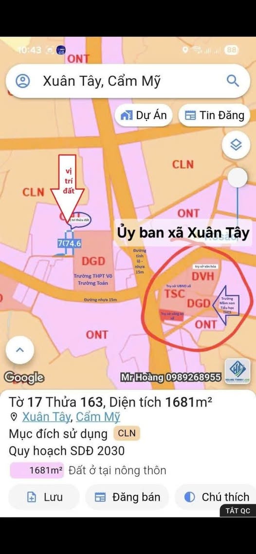 Đất thổ cư Xuân Tây, Cẩm Mỹ 1680m² giá 1.2 tỷ - Đầu tư lý tưởng!