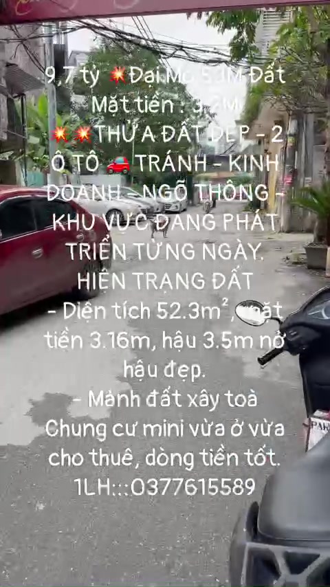 Đất mặt tiền 53m² tại Đại Mỗ, 9.7 tỷ - Cơ hội đầu tư sinh lời!