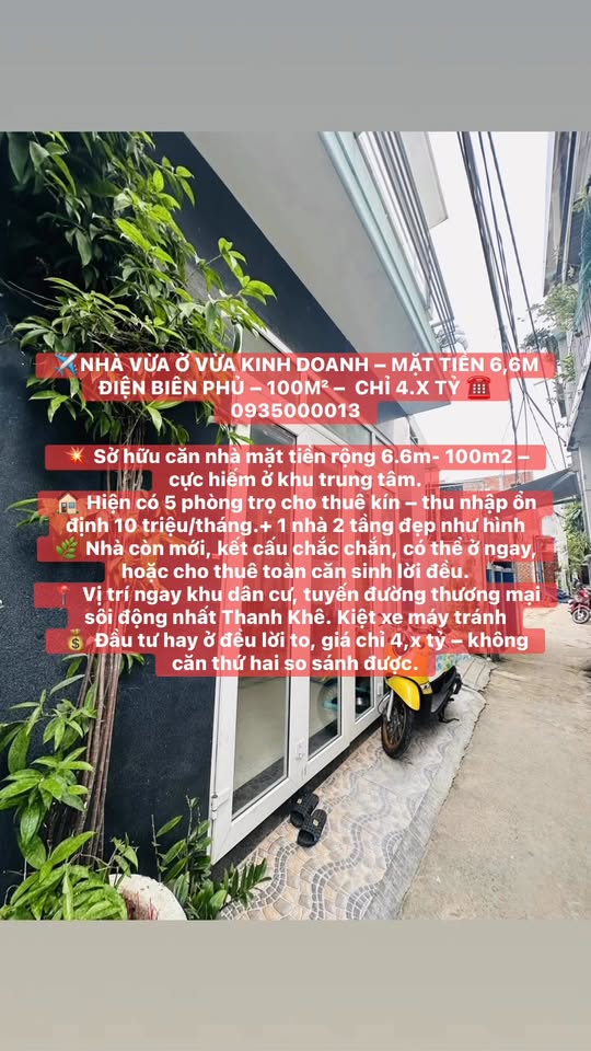 Nhà mặt tiền Điện Biên Phủ, Thanh Khê 100m² giá 4 tỷ - Đầu tư sinh lời ngay!