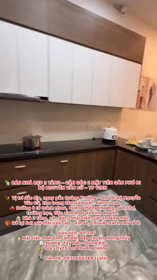 Nhà đẹp 2 tầng mặt tiền Nguyễn Văn Cừ, TP Vinh 91m² giá 7.15 tỷ - Đầu tư sinh lời!