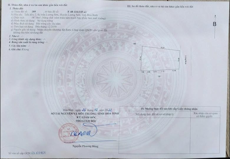 Đất thổ cư 800m² tại thị trấn Lương Sơn, Hòa Bình - Cơ hội đầu tư tuyệt vời!