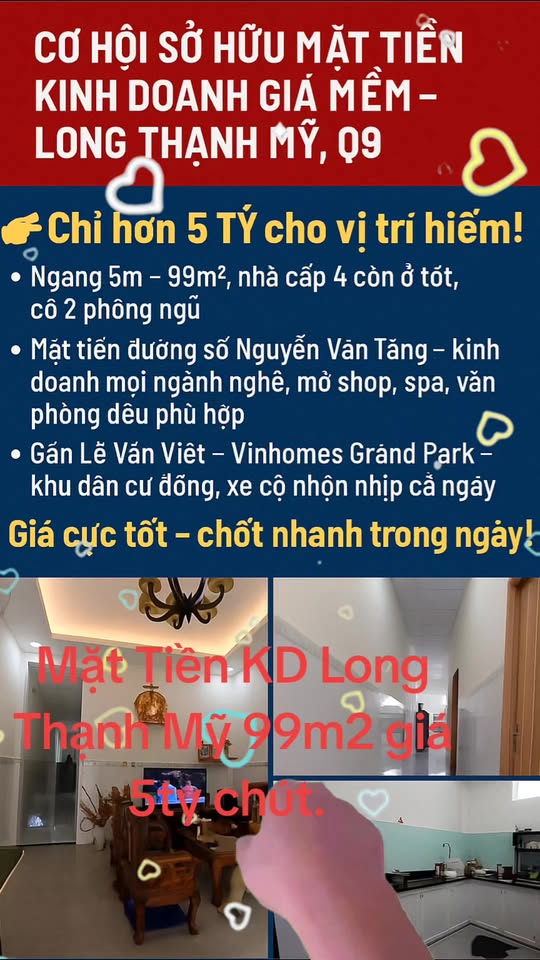 Nhà cấp 4 mặt tiền đường Nguyễn Văn Tăng, 99m² giá 5.1 tỷ - Đầu tư sinh lời ngay!