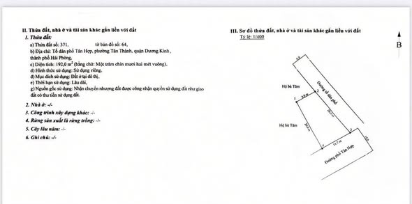Đất nền góc mặt đường Tân Hợp, quận Dương Kinh, 192m² - Cơ hội đầu tư tuyệt vời!