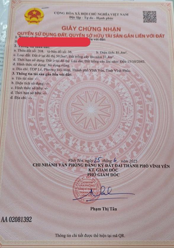 Đất nền 81m² tại phường Hội Hợp, Vĩnh Yên - Chỉ 1,5 tỷ sở hữu ngay!