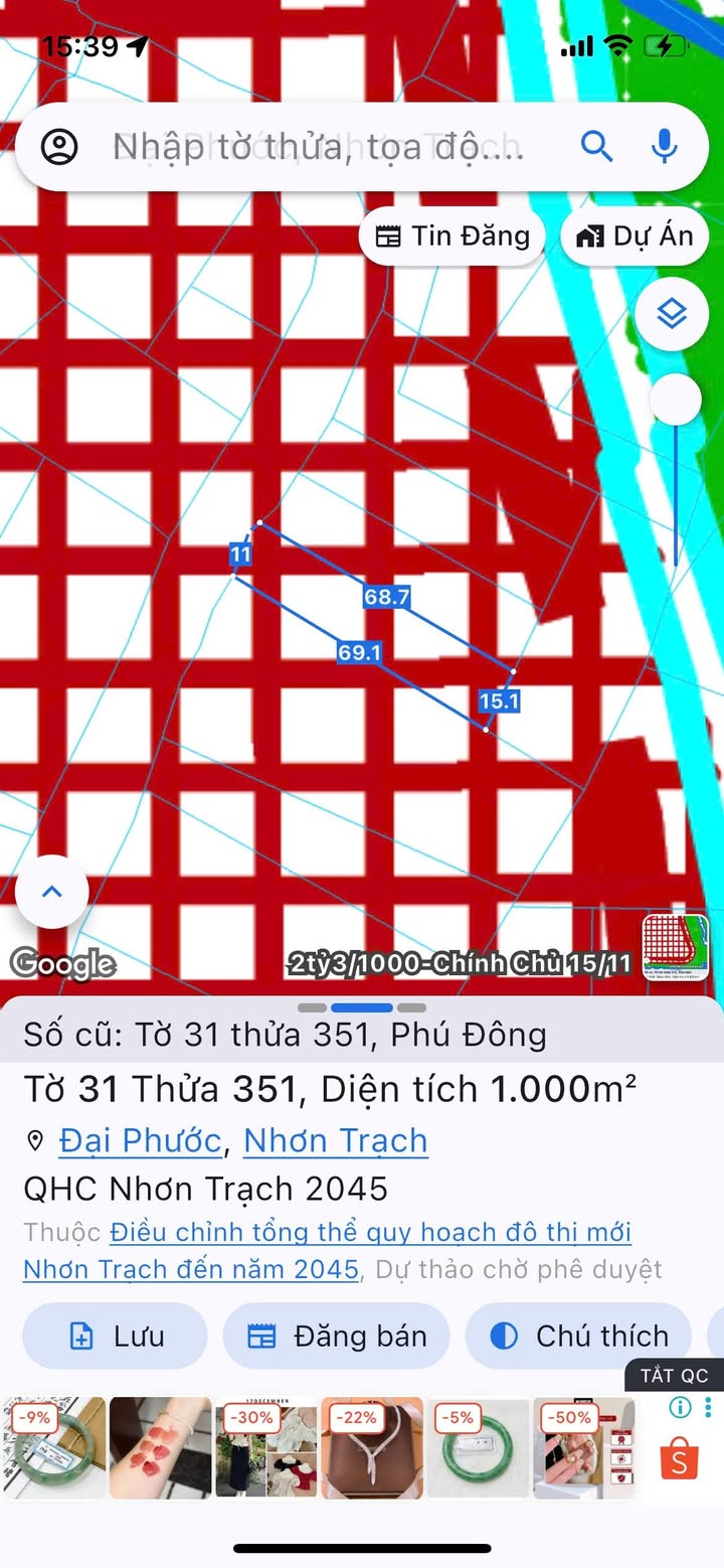 Đất lúa Phú Đông Nhơn Trạch 1000m² giá 2 tỷ - Đầu tư sinh lời ngay!