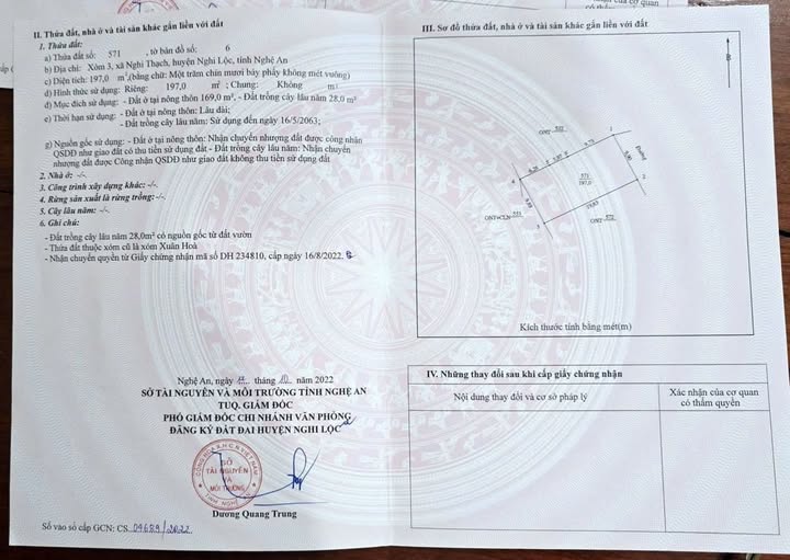 Đất nền Nghi Thạch 198m² giá 1.6 tỷ - Sổ hồng chính chủ, gần trường học!