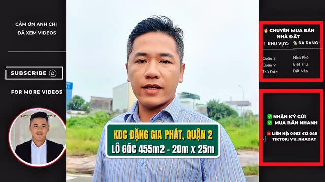 Đất nền góc 2 mặt tiền KDC Đặng Gia Phát Quận 2 - 455m² giá 42 tỷ - Cơ hội đầu tư vàng!