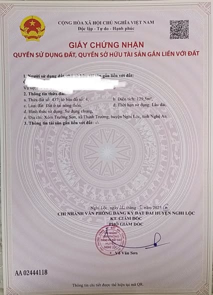 Đất nền 129,5m² tại xóm Trường Sơn, xã Đông Lộc - Cơ hội đầu tư tuyệt vời!