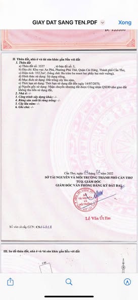 Đất nở hậu Cái Răng 332m² giá 1.3 tỷ - Không dính quy hoạch, ô tô vào tận nơi!