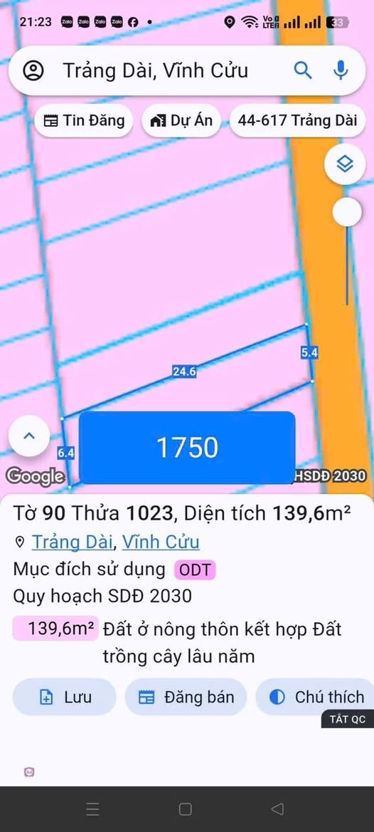 Đất thổ cư 100% tại Trảng Dài, Biên Hòa - 1.75 tỷ, vị trí đẹp gần đường Bưng Mua!