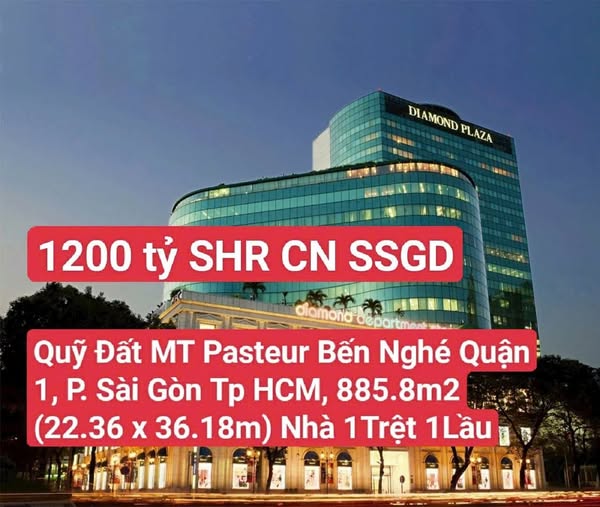 Đất Xây Dựng Trung Tâm Thương Mại trên Đường Pasteur, Quận 1 - Diện Tích 885.8m² chỉ 1.2 Tỷ VND!